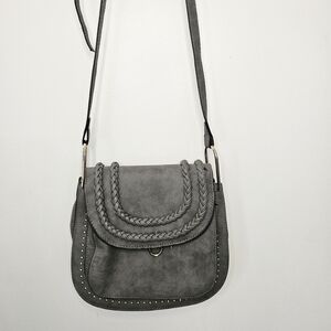 ModCloth Gray Crossbody Bag Boho Western Studded Saddle Bag